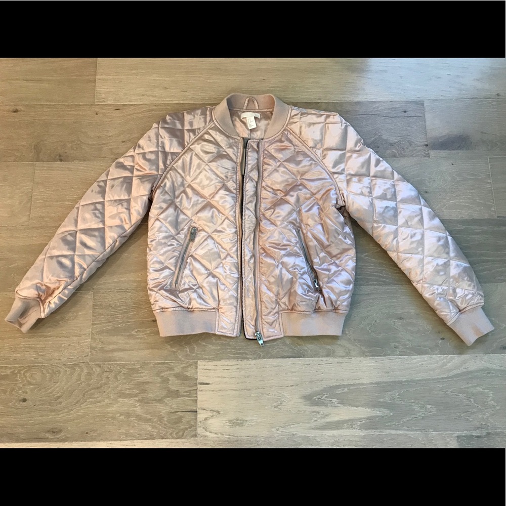 H&M Rose Gold Quilted Puffer Jacket Size 14 NWT